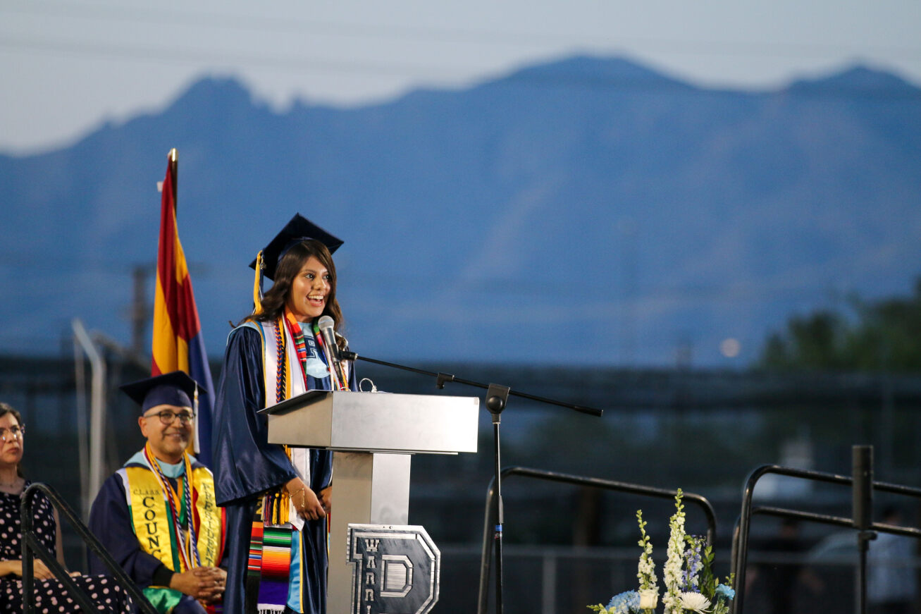 A Pueblo grad gives a speech during the ceremony