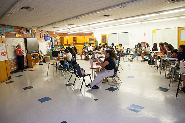 Students work on an assignment in the classroom