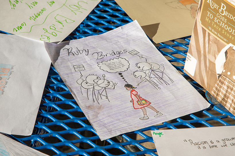 A student drawing of Ruby Bridges