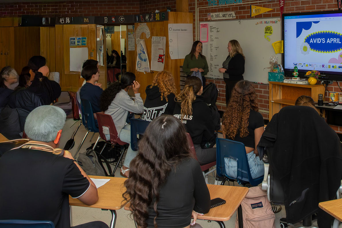 AVID class watches as award is presented.