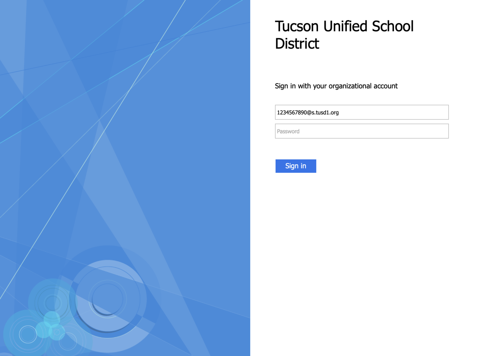 TUSD sign in page